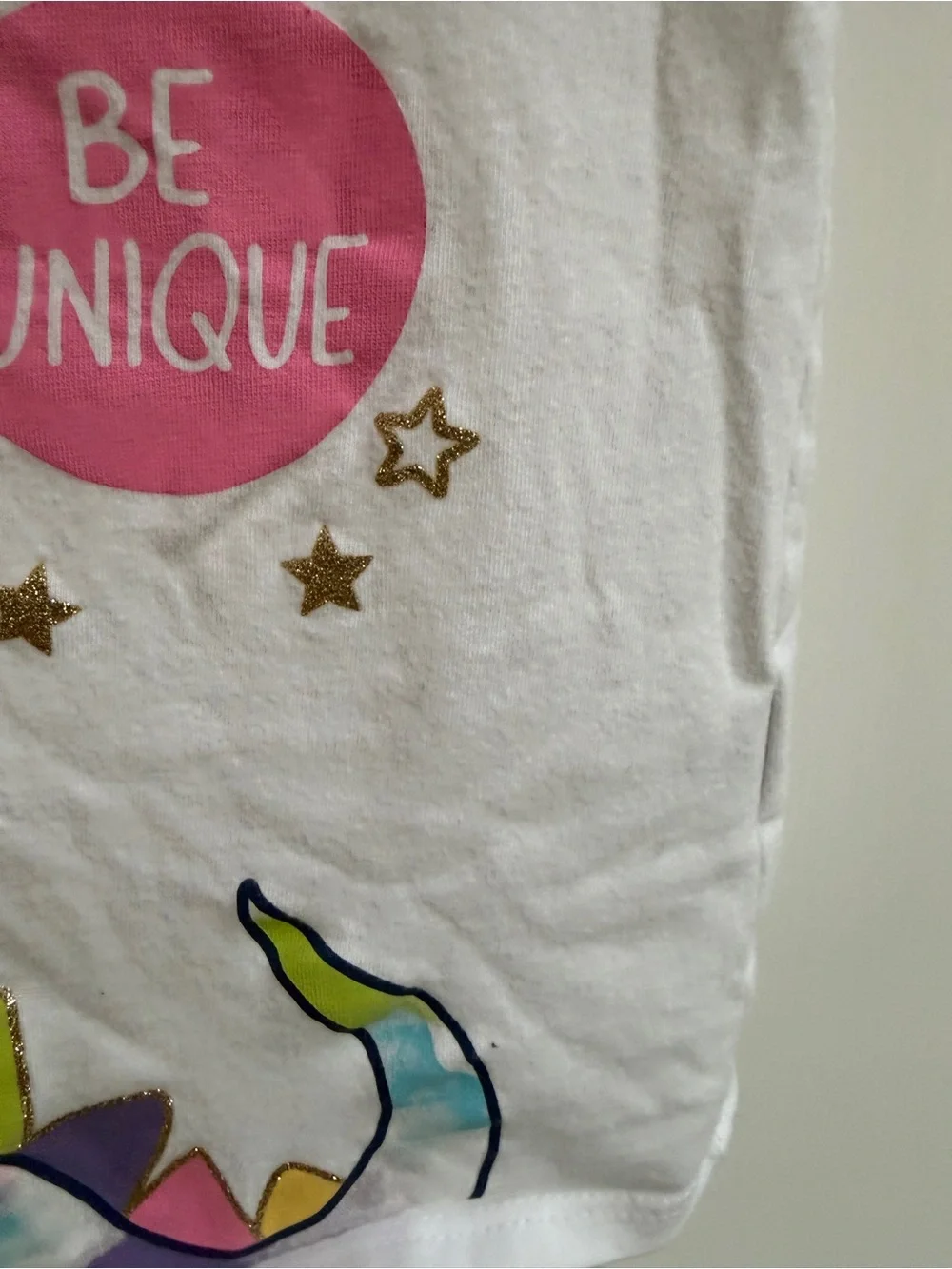 The Children's Place 4T Girls White Short-Sleeve Be Unique Dino Shirt Top Blouse
